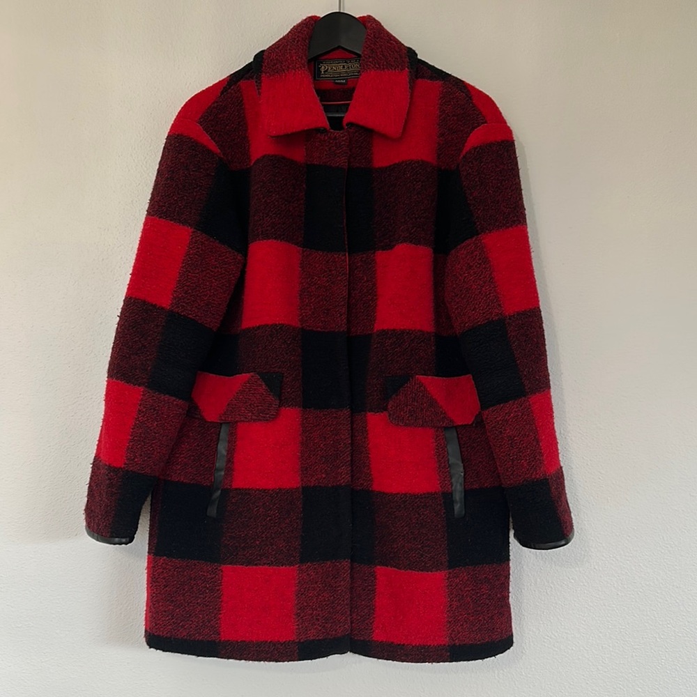 Pendleton Red and Black Plaid Coat